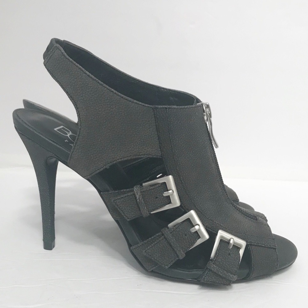 BCBG Paris Dally Leather Slingback Peep-toe Stiletto Heels Womens Sz 8B Office